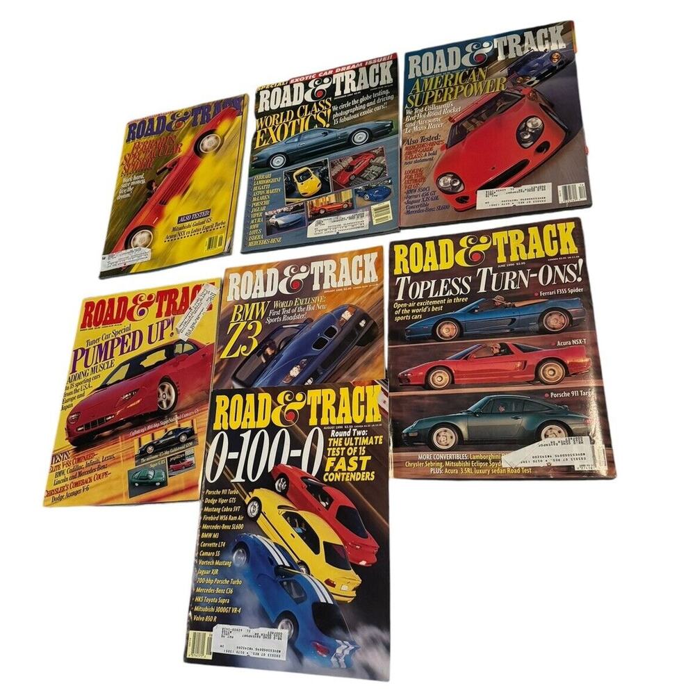 Road & Track Print Magazine‎ (7) VTG 1993 1994 1995 1996 Ferrari Acura NSX